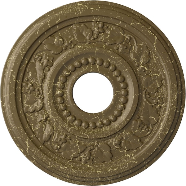 Ekena Millwork Genevieve Medallion (Canopies up to 3 1/2"), 16 1/8"OD x 3 1/2"ID x 7/8"P, Mississippi Mud Crackle CM16GNMMC - main